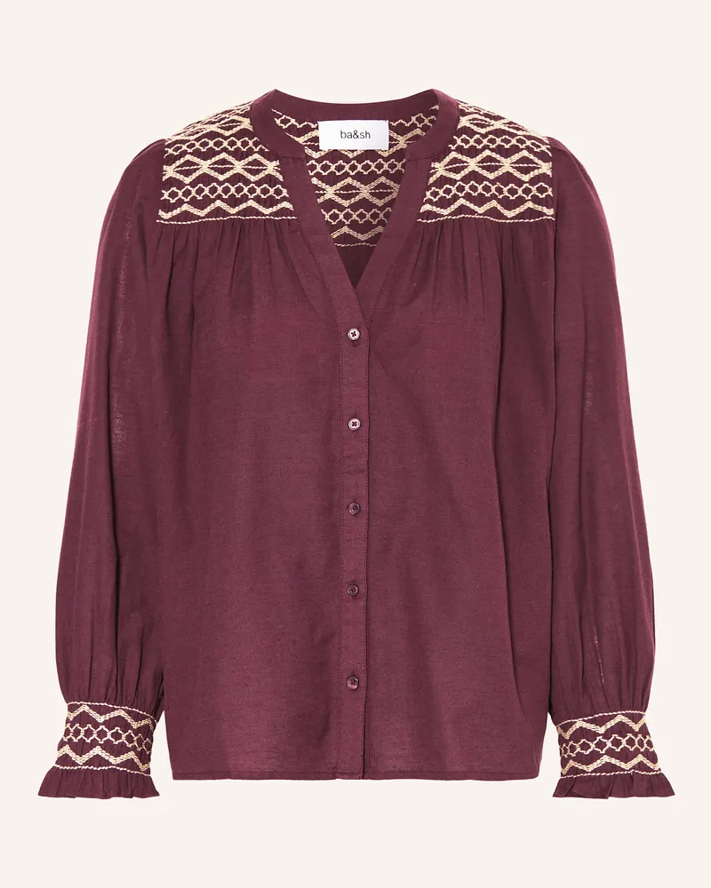 ba&sh Bluse SAMANTHA mit Stickereien Dunkelrot