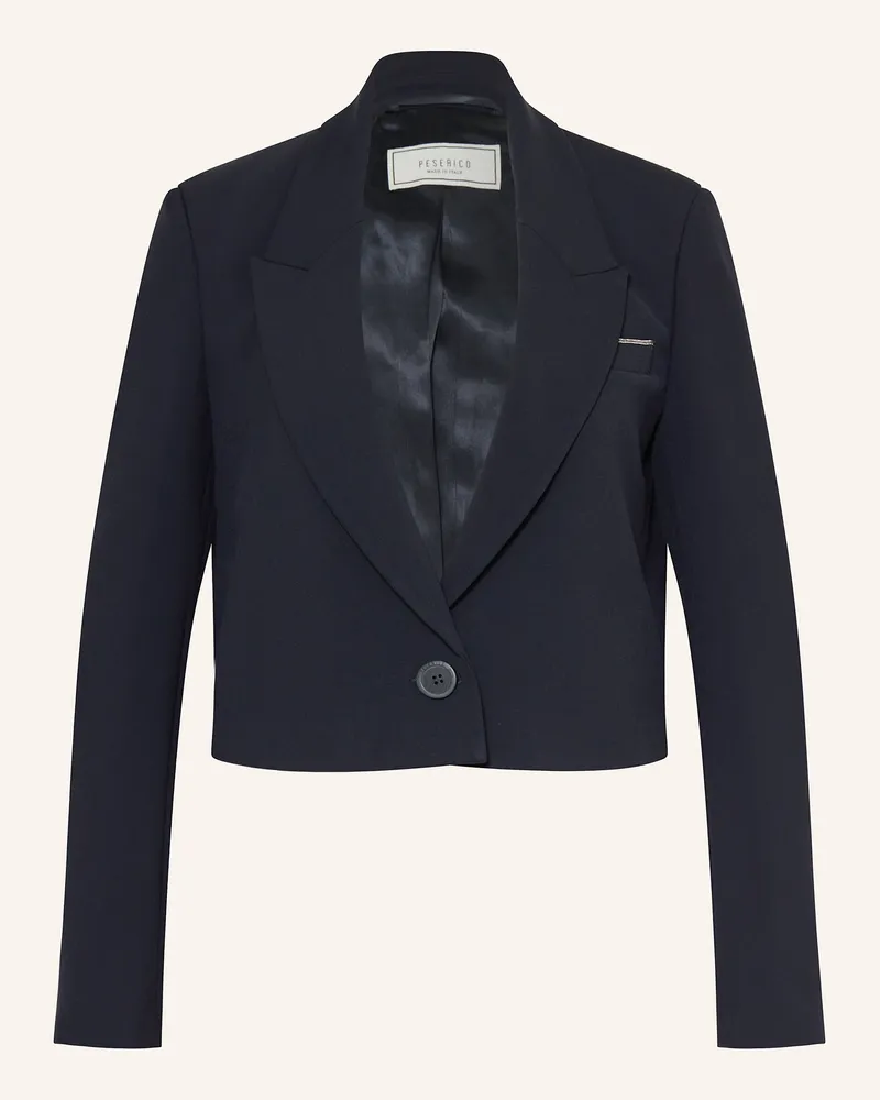 Peserico Cropped-Blazer mit Schmucksteinen Dunkelblau