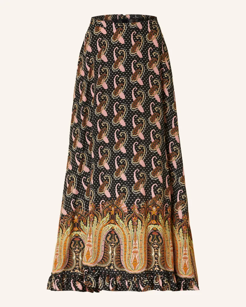 Etro Seidenrock mit Rüschen Schwarz