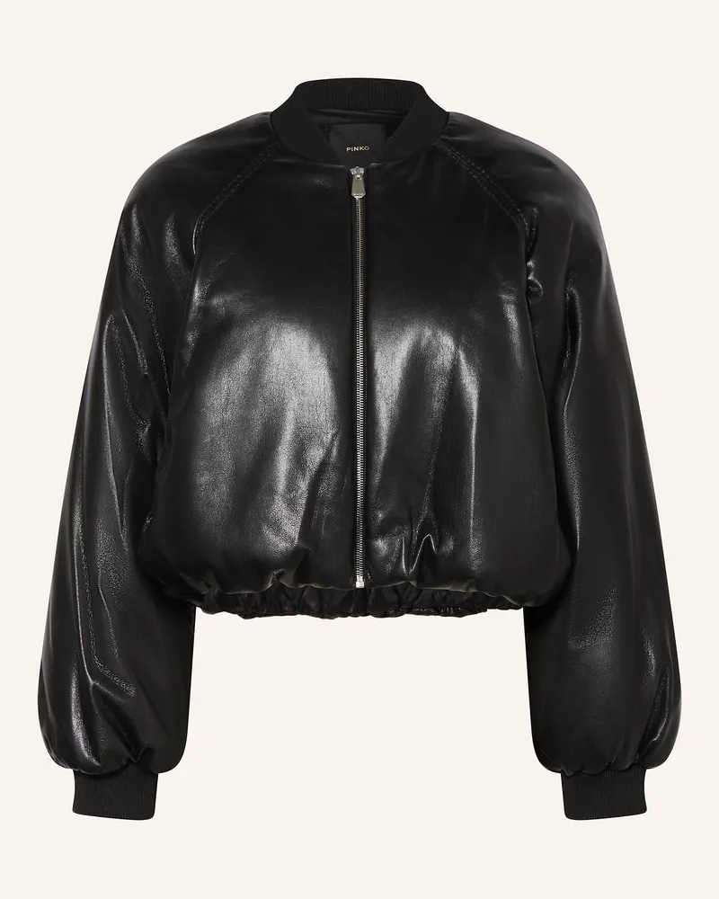 Pinko Blouson BRODO in Lederoptik Schwarz