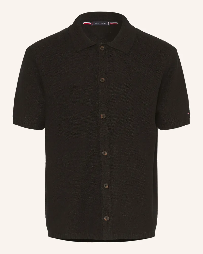 Tommy Hilfiger Kurzarm-Hemd Comfort Fit schwarz Schwarz