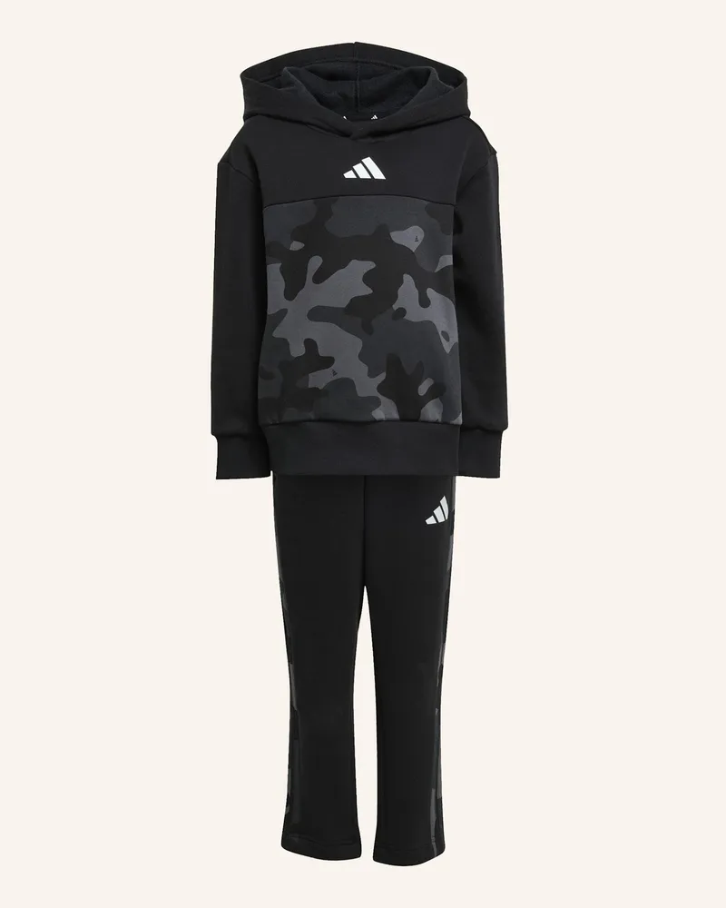 adidas SEASONAL ESSENTIALS CAMO FLEECE JOGGINGANZUG KLEINKINDER Schwarz