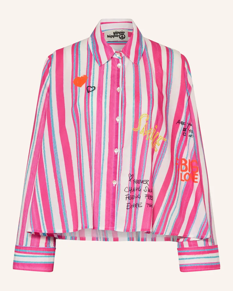 Yippie Hippie Hemdbluse pink Weiss