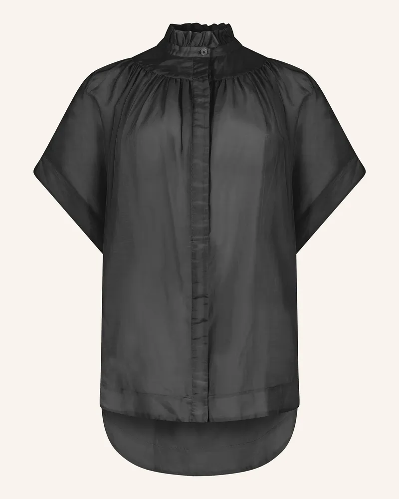 Helene Galwas Bluse Aus Baumwoll-Seiden Mischung Idis schwarz Schwarz