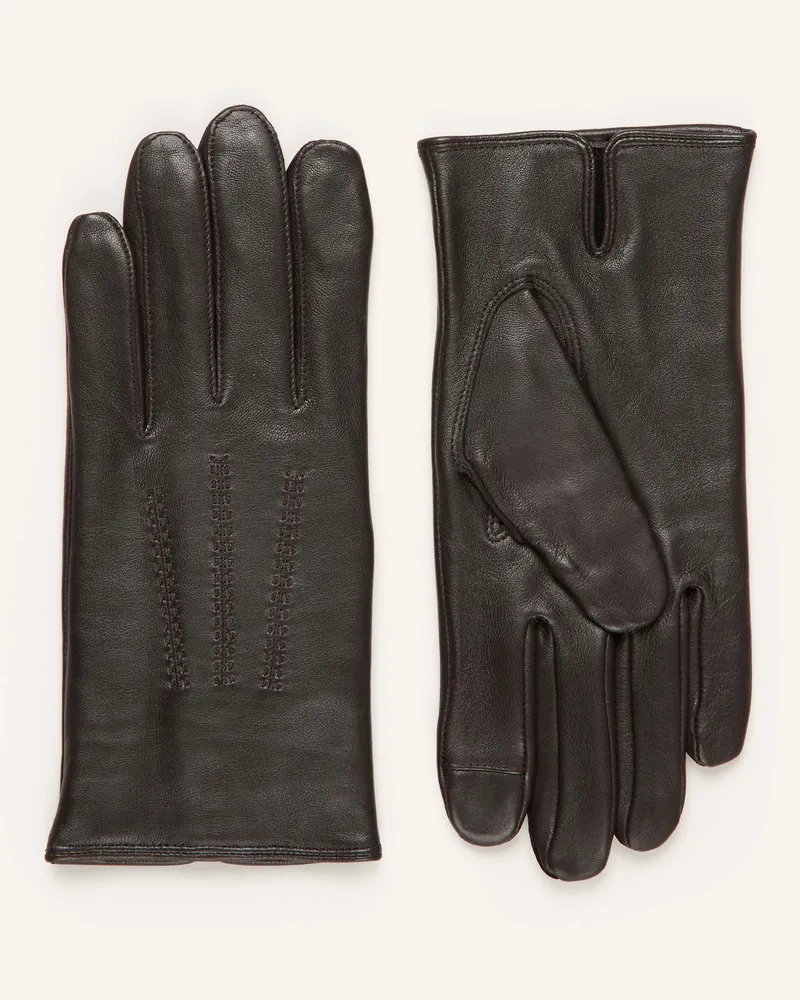 HUGO BOSS Lederhandschuhe HAINZ mit Touchscreen-Funktion Dunkelbraun