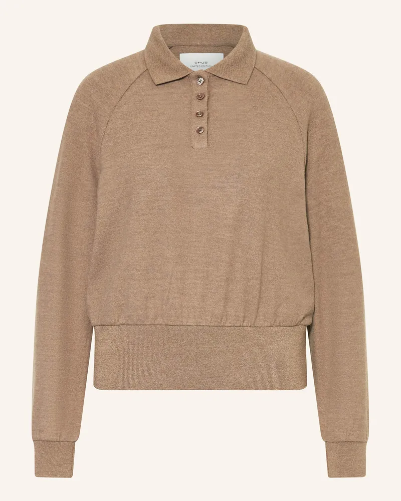 OPUS Strick-Poloshirt GEIGI Braun