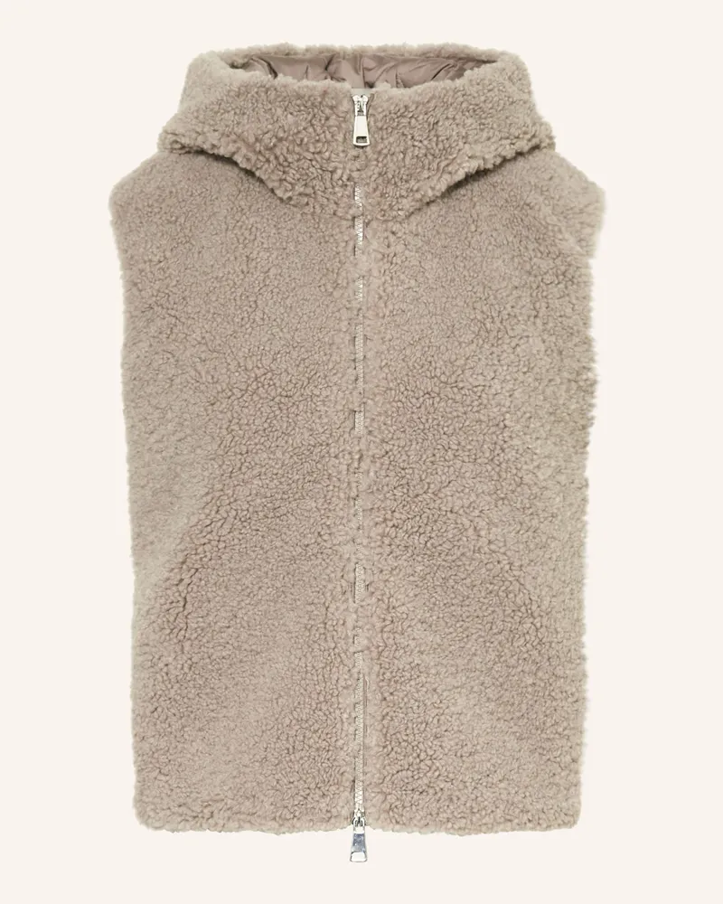 White Label Weste im Materialmix mit Kunstfell Taupe