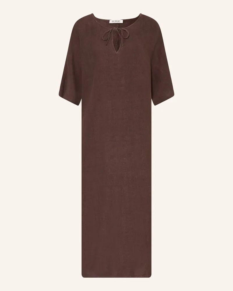 SoSUE Leinenkleid braun Dunkelbraun
