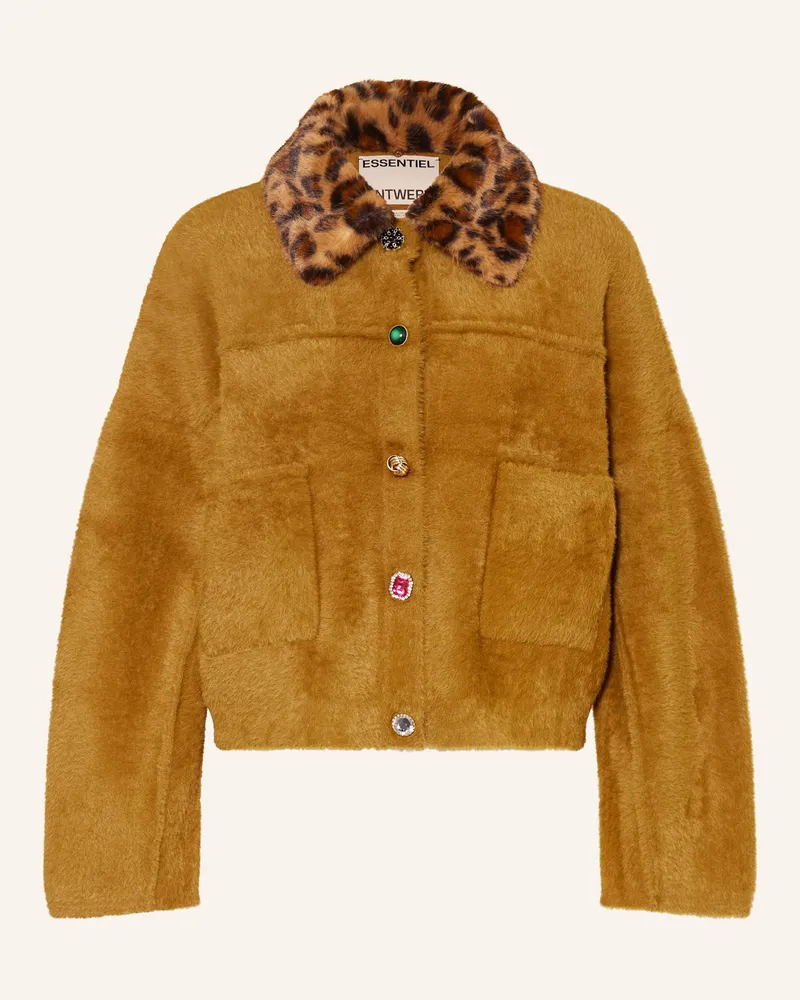 Essentiel Kunstfell-Blouson Cognac