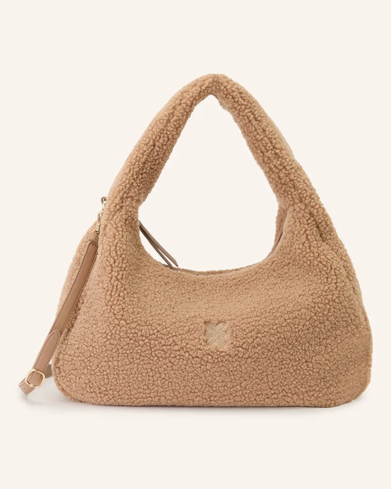 Karo Kauer Beuteltasche Aus Teddyfell braun Beige