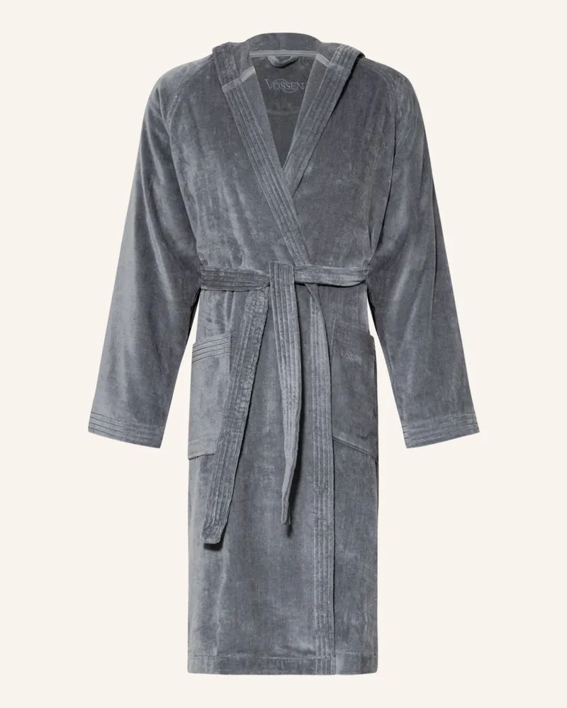 Vossen Unisex-Bademantel TEXAS mit Kapuze Dunkelgrau
