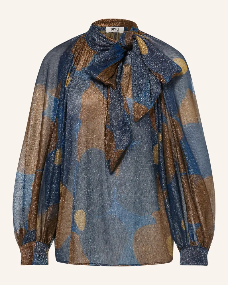 SIYU Schluppenbluse Mit Glitzergarn blau Dunkelblau