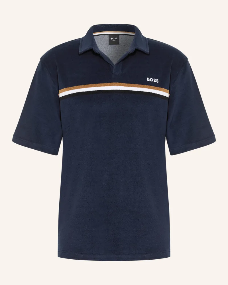 HUGO BOSS Frottee-Poloshirt Iconic blau Dunkelblau