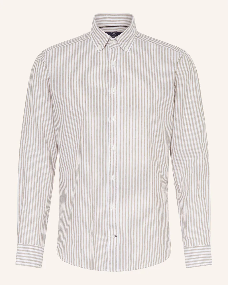 Strokesman's Hemd Regular Fit Mit Leinen gruen Ecru