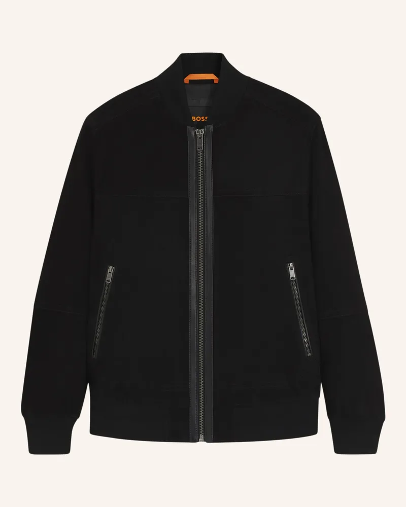 HUGO BOSS Lederjacke JOHICE Regular Fit Schwarz