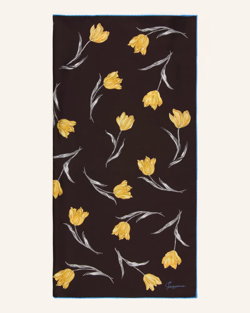 Jacquemus Seidentuch Le Foulard Tulipe schwarz Dunkelbraun