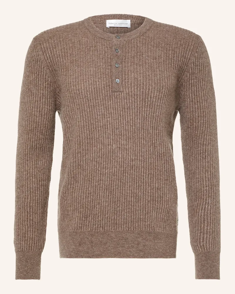 Roberto Collina Pullover Serafino Mit Cashmere beige Taupe