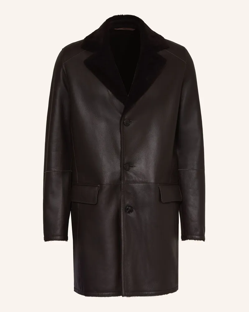 Manzoni 24 Ledermantel braun Dunkelbraun