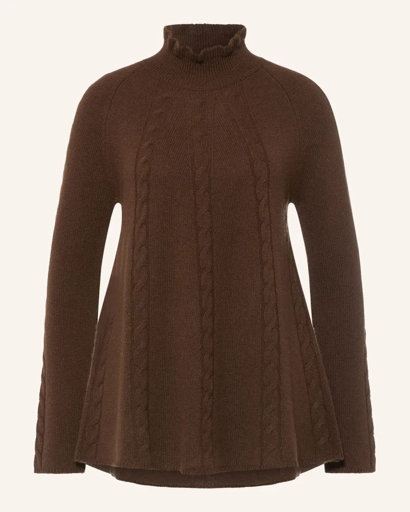 lilienfels Pullover Mit Cashmere Und Rüschen braun Dunkelbraun