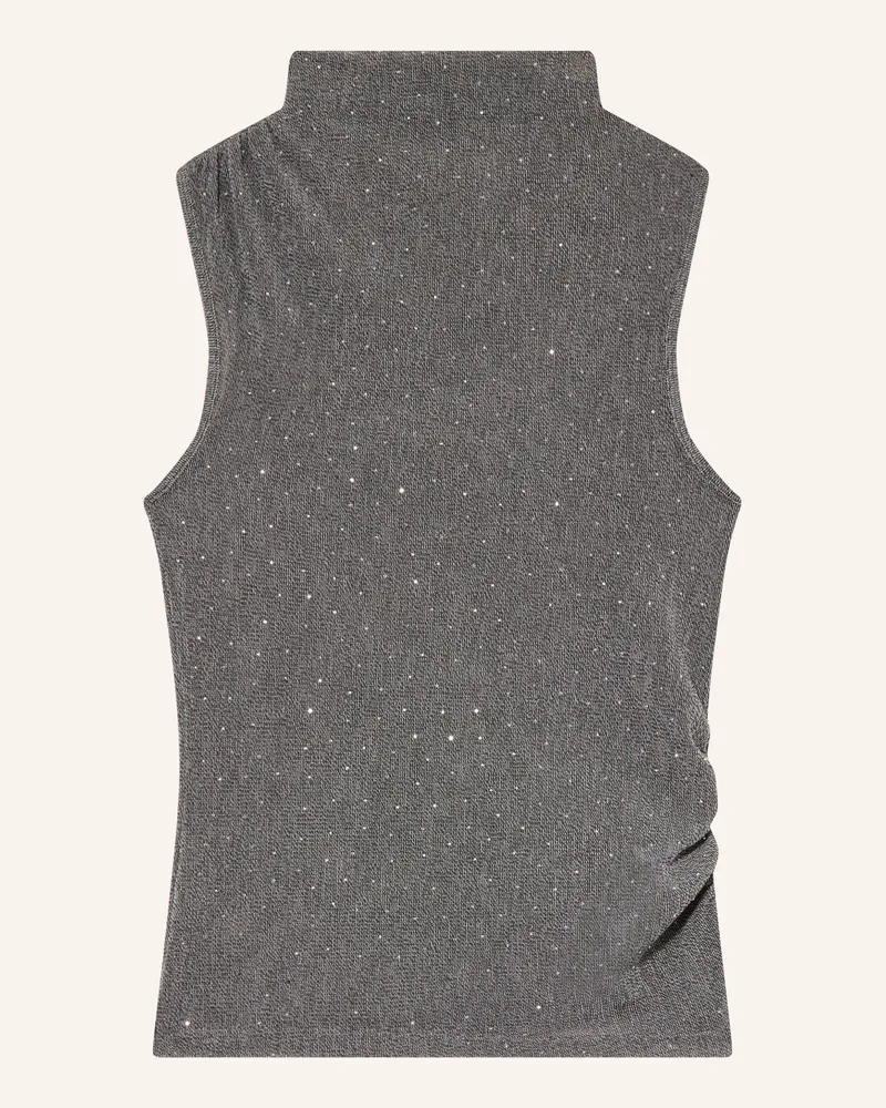 Luisa Cerano Top Mit Schmuckperlen grau Grau