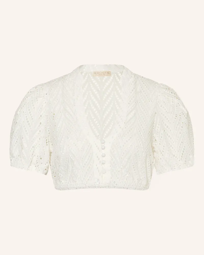 Krüger Dirndbluse Aus Lochspitze weiss Weiss