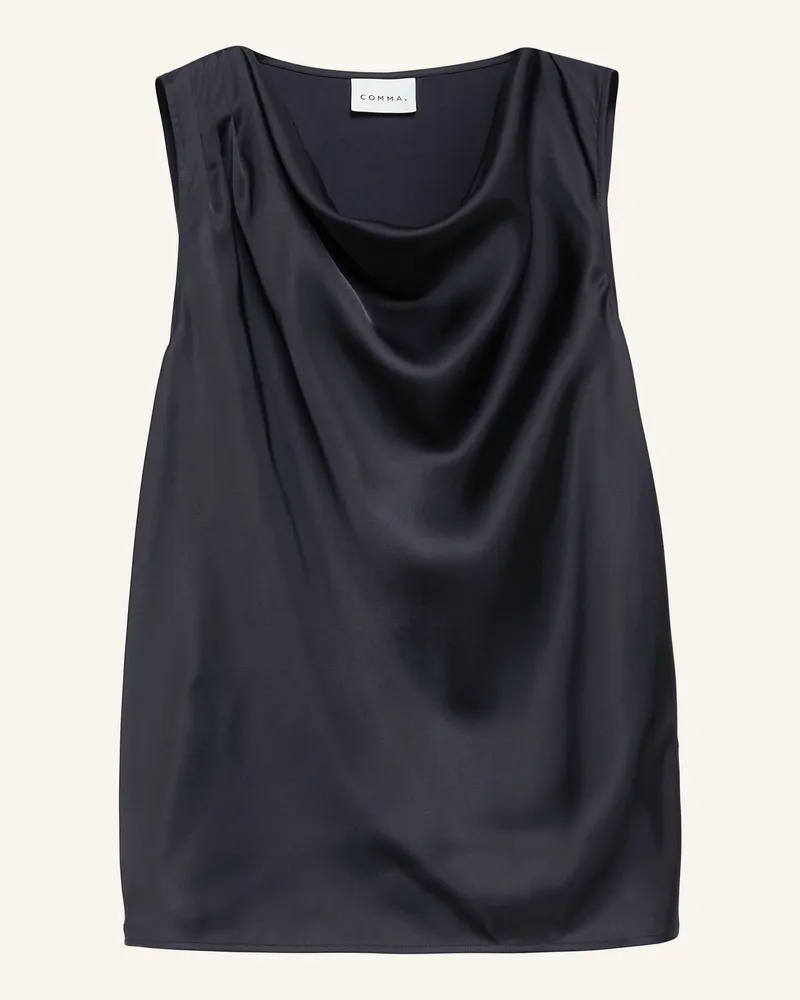 COMMA Blusentop Aus Satin blau Dunkelblau