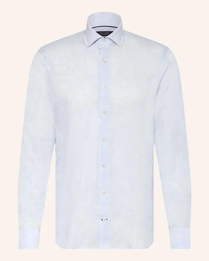 Olymp Leinenhemd Tailored Fit blau Hellblau