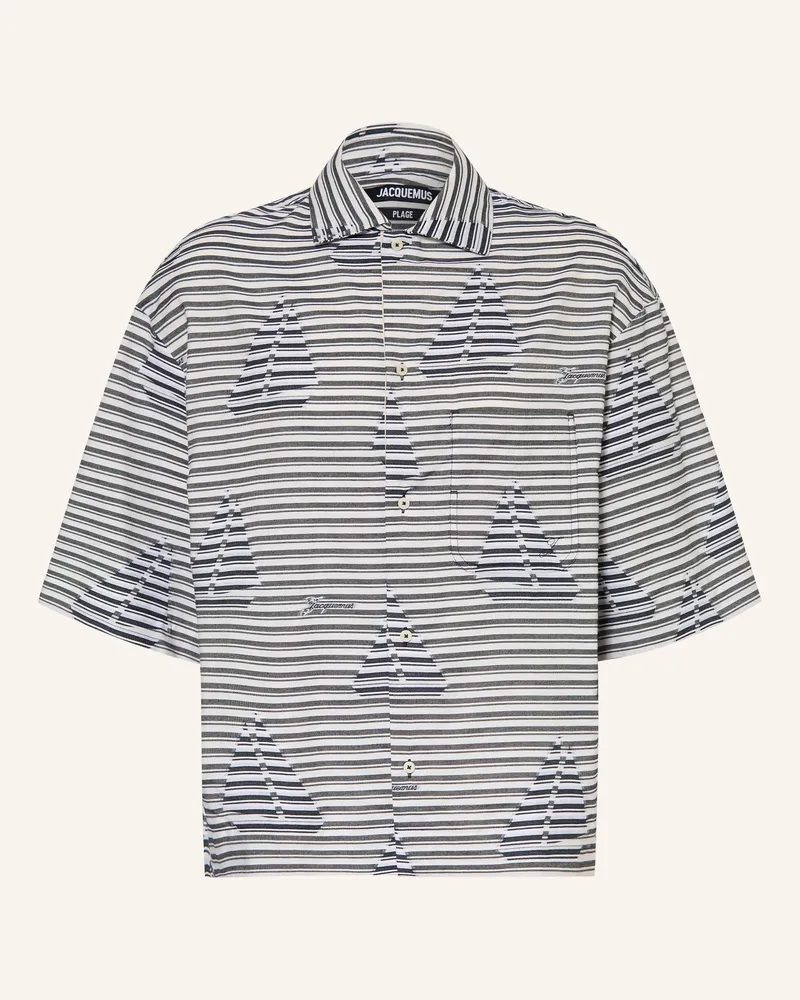 Jacquemus Kurzarm-Hemd La Chemise Plage Comfort Fit blau Weiss