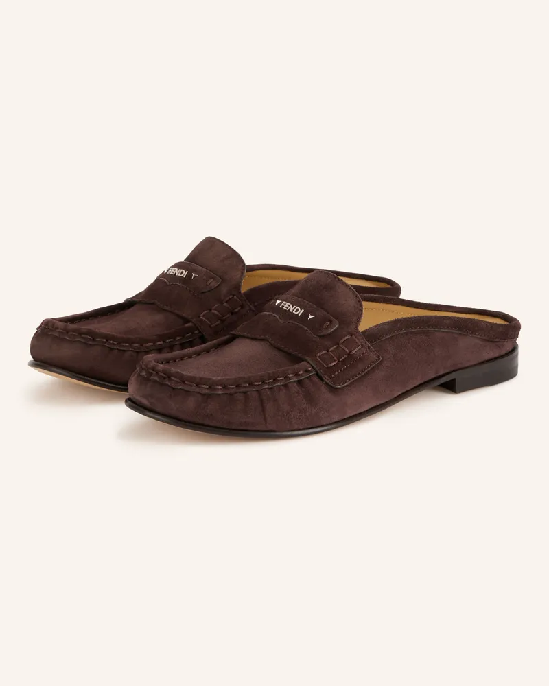 Fendi Mules Sabot Crosta braun Dunkelbraun