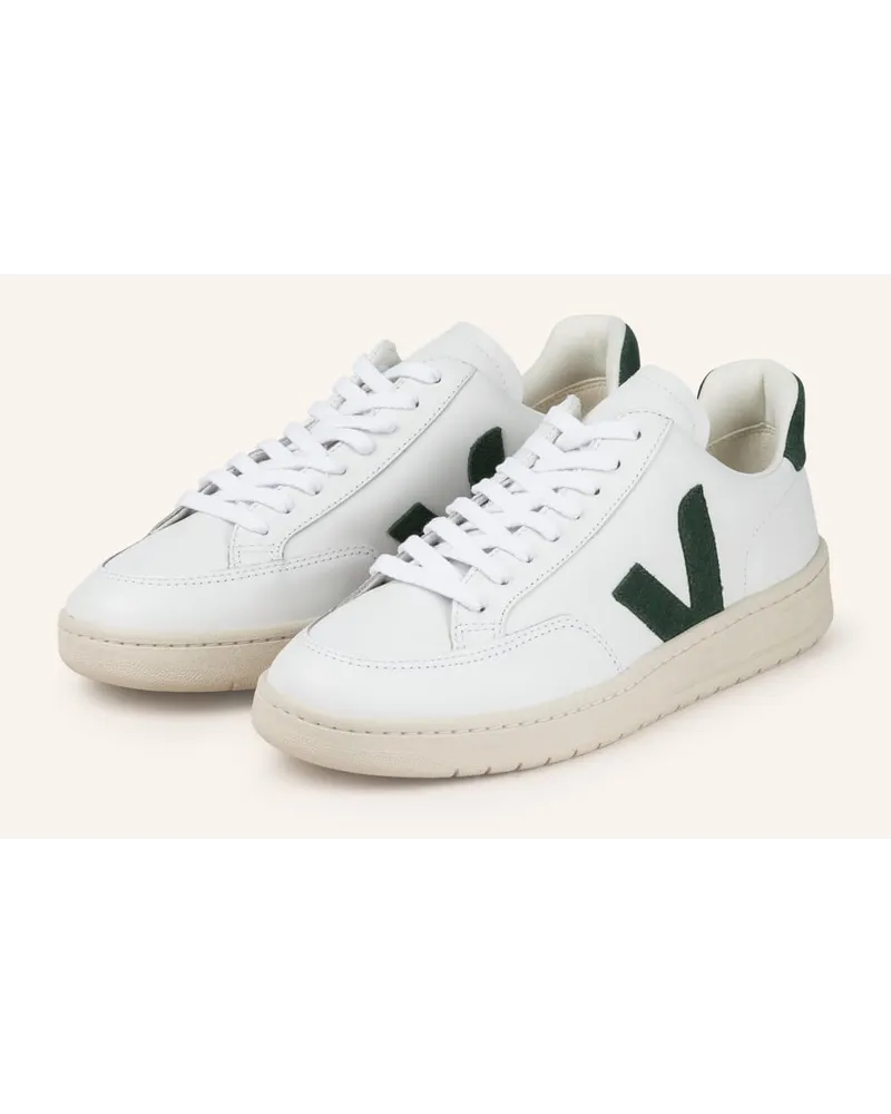 VEJA Sneaker V-12 - WEISS/ GRÜN Weiss