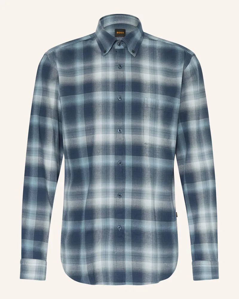 HUGO BOSS Flanellhemd RICKERT Regular Fit Blau