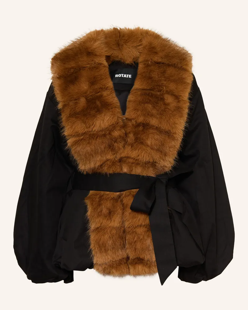 ROTATE Birger Christensen Jacke Mit Kunstfell schwarz Schwarz