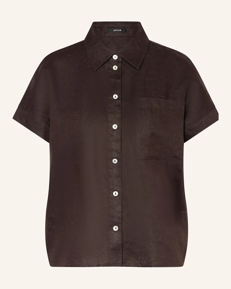 OPUS Hemdbluse FELISA aus Leinen Dunkelbraun
