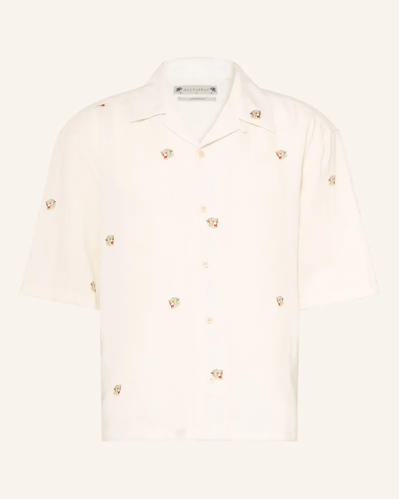 AllSaints Resorthemd Feline Oversize Fit Mit Leinen beige Ecru