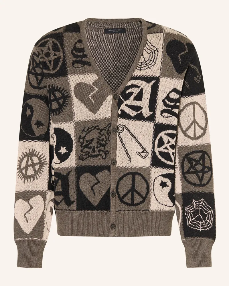 AllSaints Strickjacke Barker braun Dunkelgrau