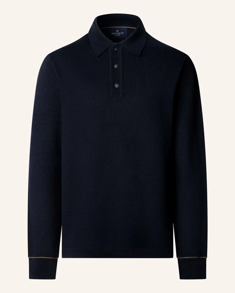 Hackett Poloshirt TEXTURED KNIT LS POLO Dunkelblau
