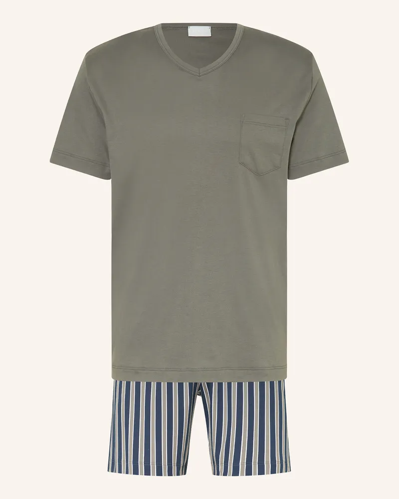 Mey Shorty-Schlafanzug Serie ROUGH STRIPES Khaki