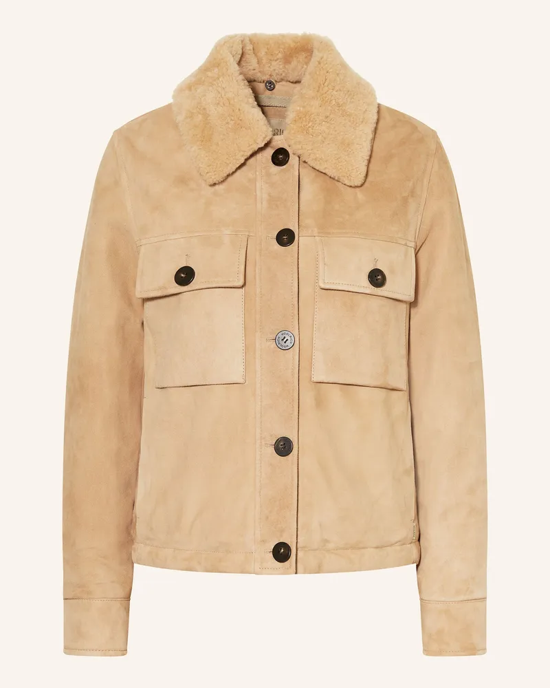 Woolrich Lederjacke Amber beige Camel
