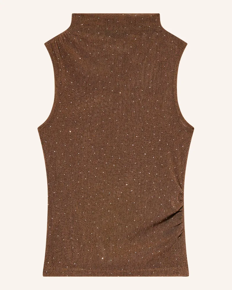 Luisa Cerano Top Mit Schmuckperlen braun Braun