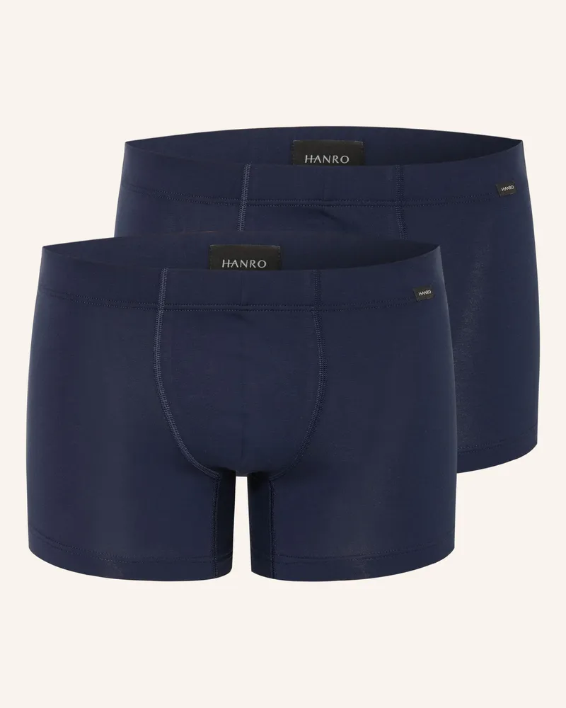 Hanro 2er-Pack Boxershorts Cotton Essentials blau Dunkelblau