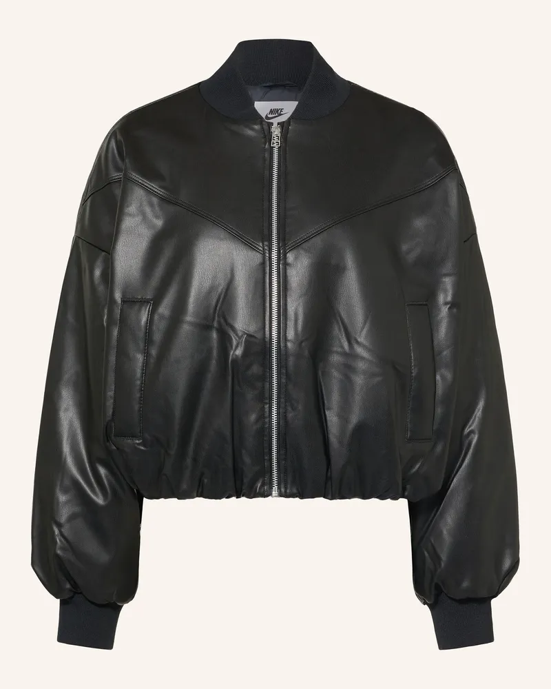 Nike Jacke Pleather Bomber In Lederoptik schwarz Schwarz