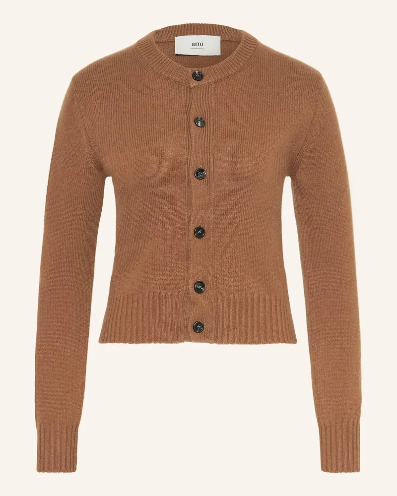 AMI Paris Strickjacke aus Cashmere Cognac