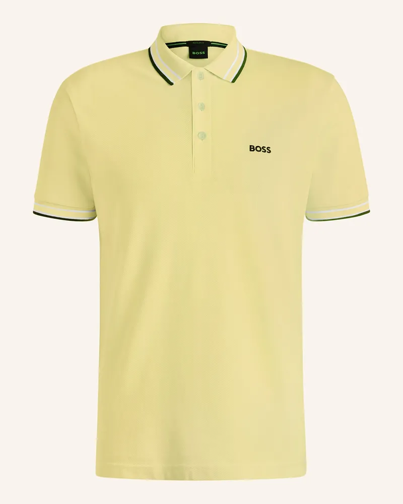 HUGO BOSS Piqué-Poloshirt PADDY CURVED Regular Fit Gelb