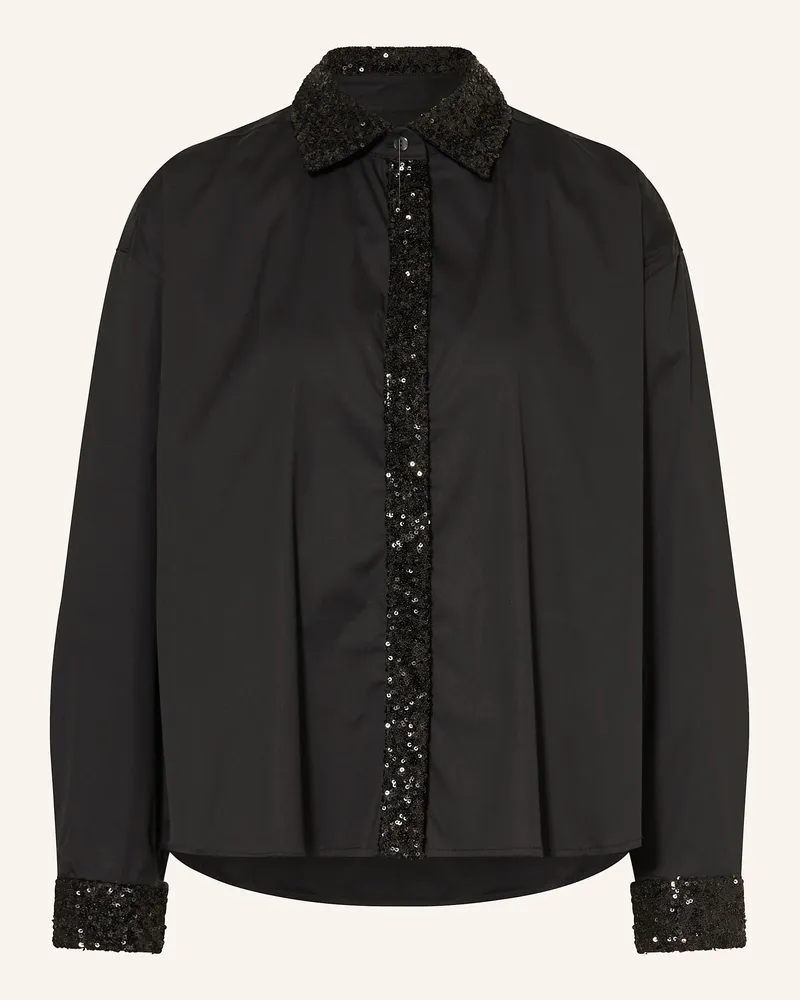 lilienfels Hemdbluse mit Pailletten Schwarz