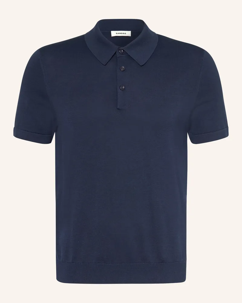 Sandro Strick-Poloshirt Mit Seide blau Dunkelblau