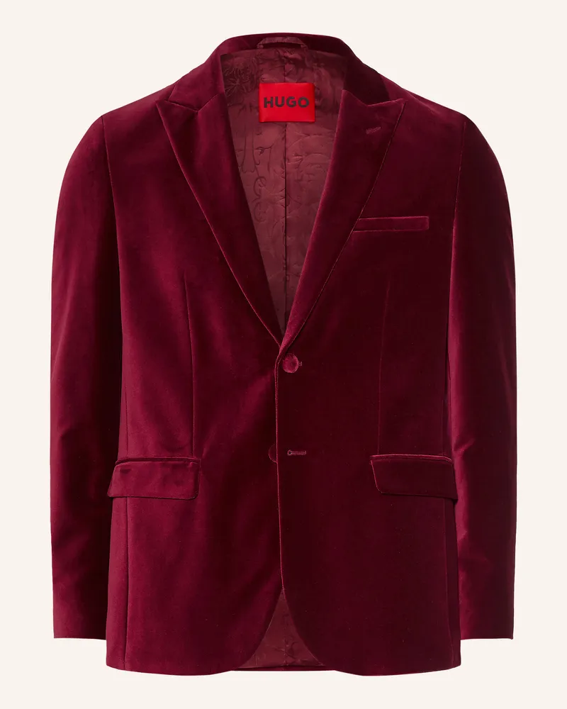 HUGO BOSS Samtsakko Arti Extra Slim Fit rot Dunkelrot