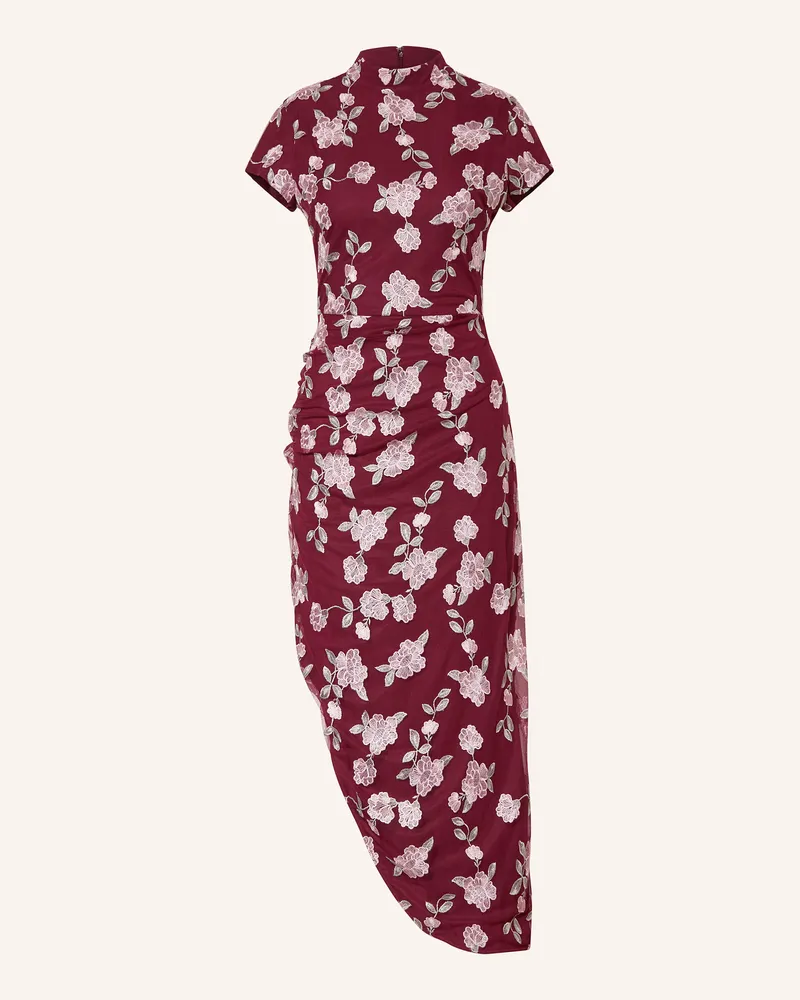 ROTATE Birger Christensen Mesh-Kleid Dunkelrot