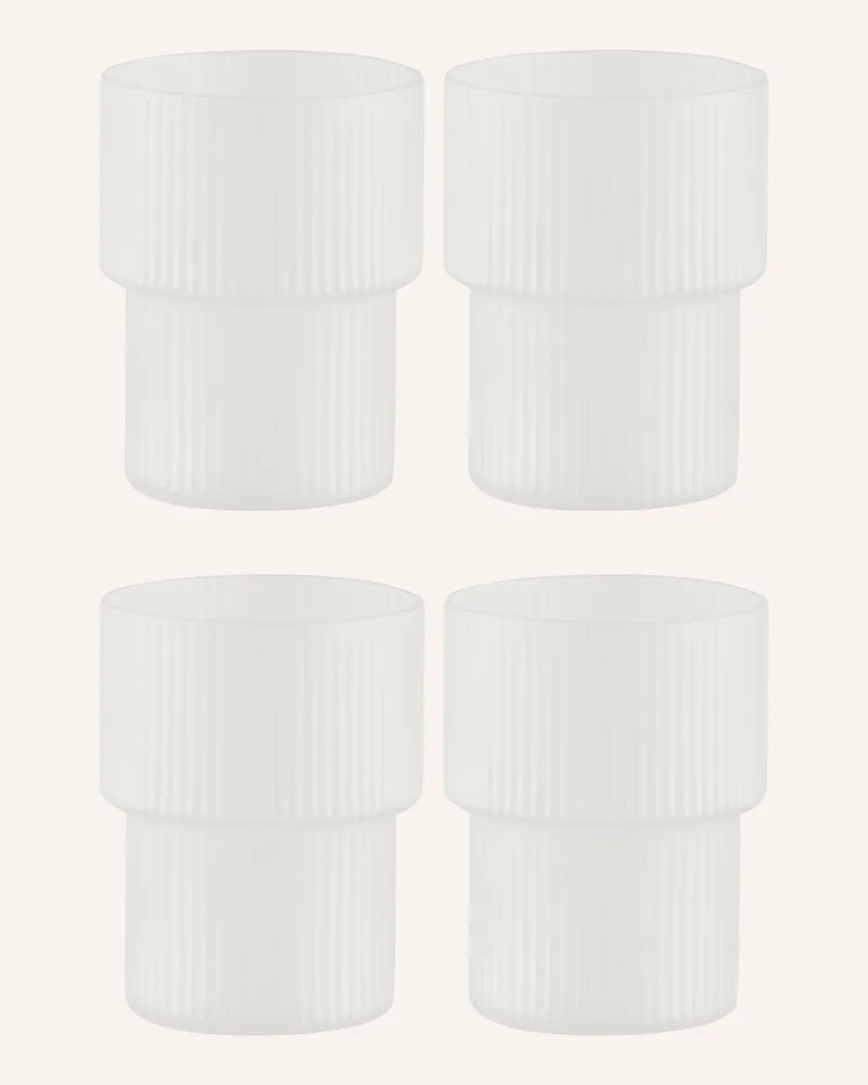 ferm LIVING 4er-Set Trinkgläser Ripple transparent Weiss