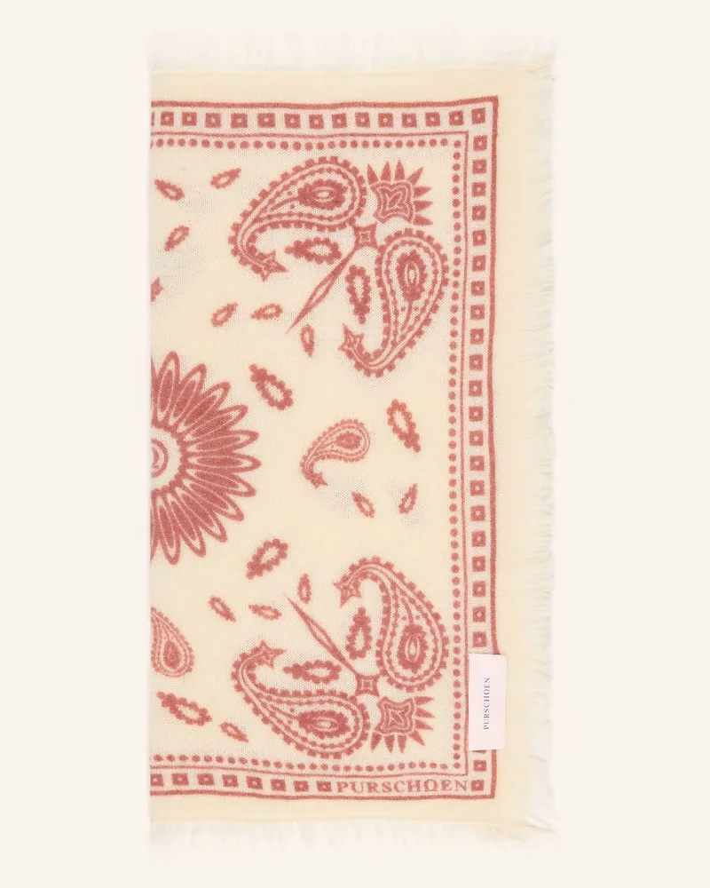 Puschoen Cashmere-Tuch weiss Hellbraun