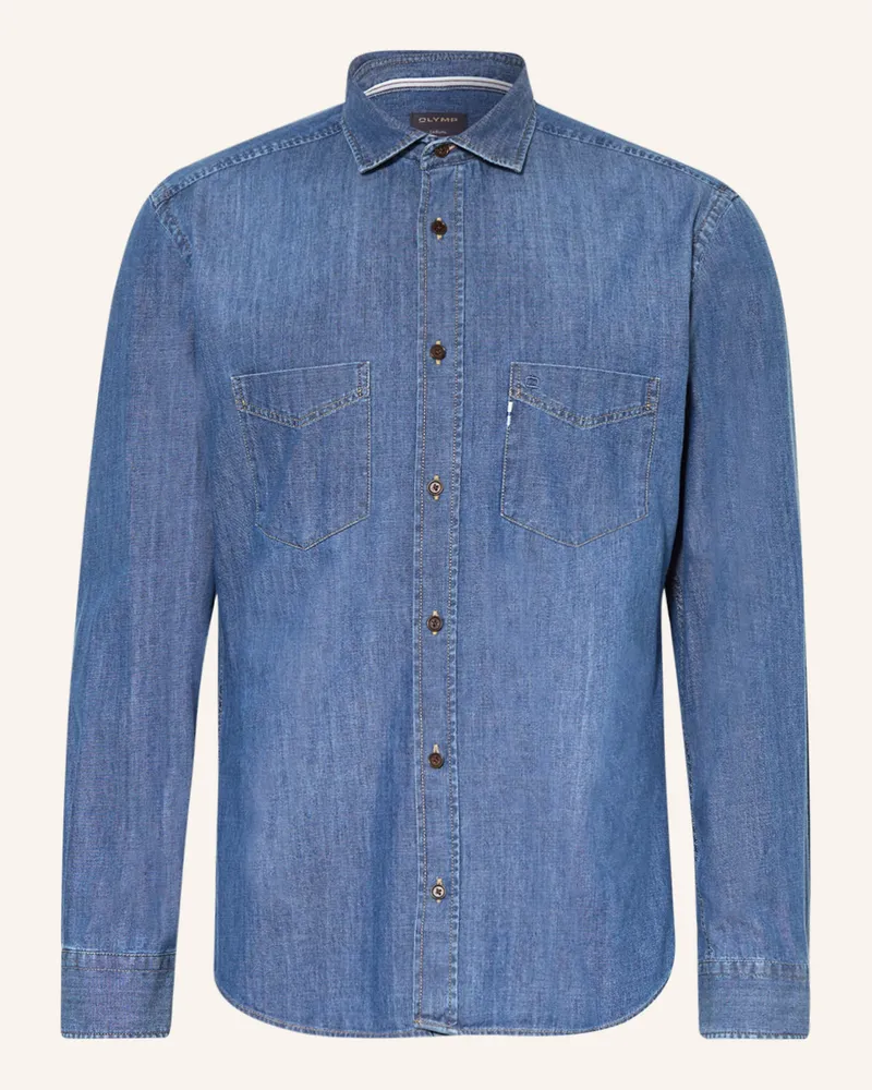 Olymp Jeanshemd Casual Fit Blau